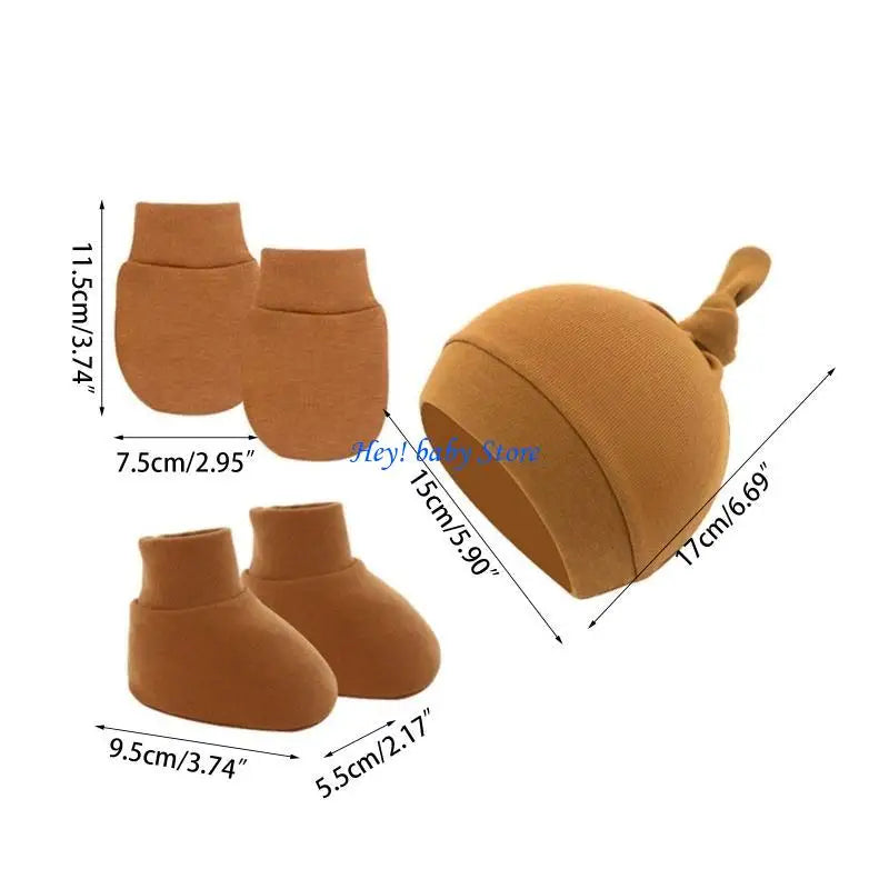 Newborn Baby Cotton Hat Mittens & Socks Set | 0-12 Months