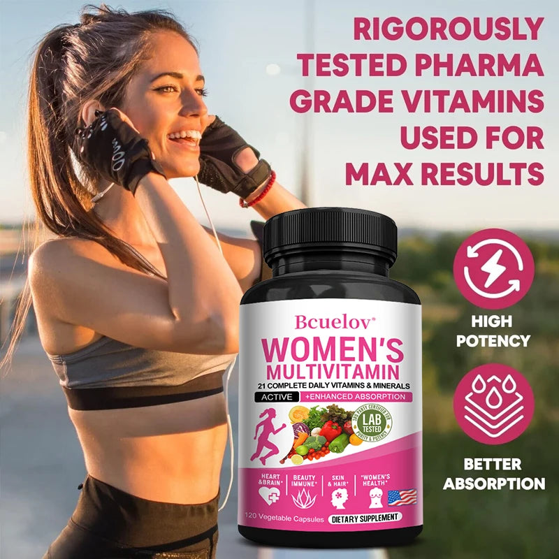 Women's Multivitamin Supplement Capsules - for Joints, Hair, Skin, Nails, Brain, Heart, Digestive and Immune Health Peaceful Pleasures Health and Wellness