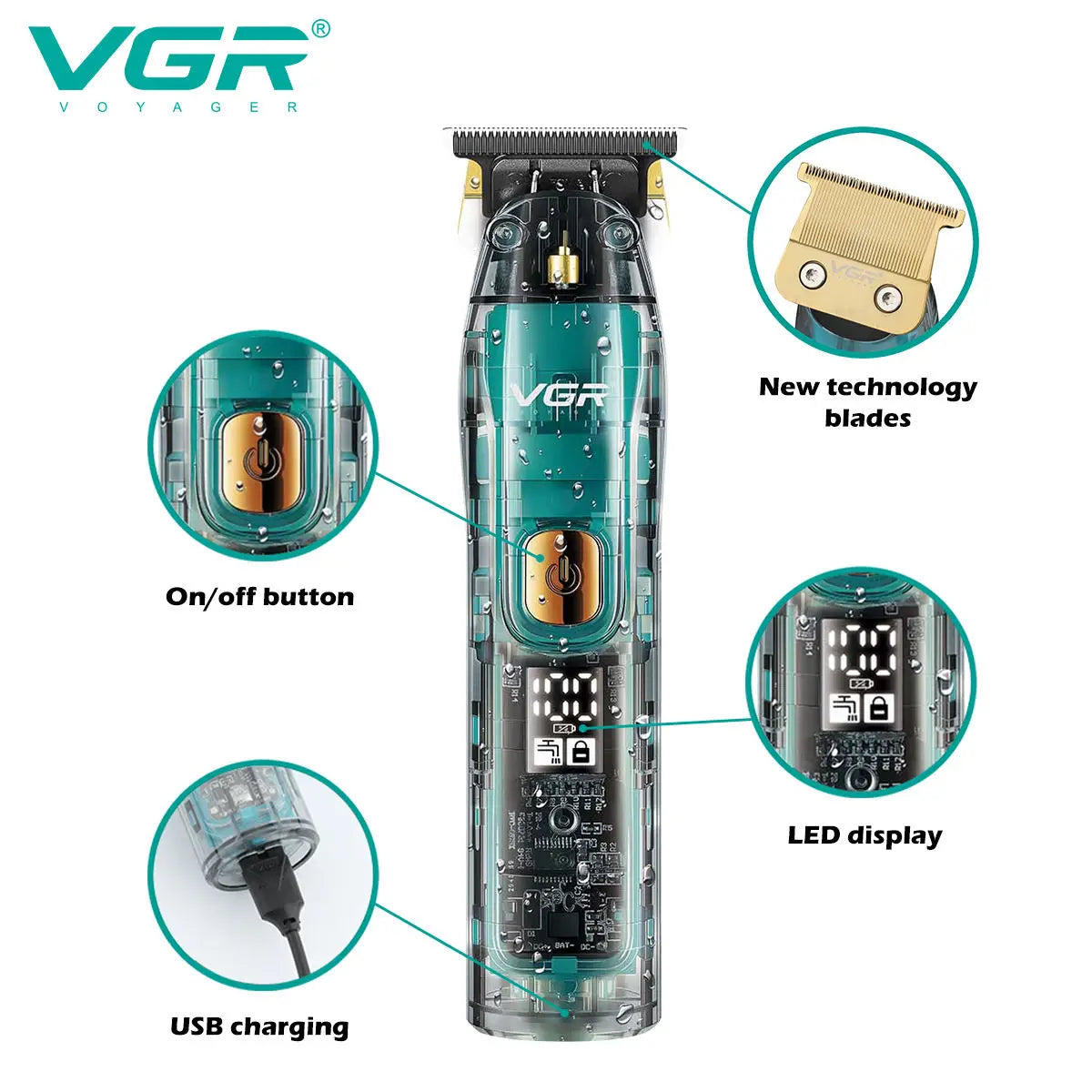 VGR 961 Hair Trimmer Cordless Hair Cutting Machine Electric Hair Clipper Barber Haircut IPX7 Waterproof Zero Cutting Machine Peaceful Pleasures Health and Wellness