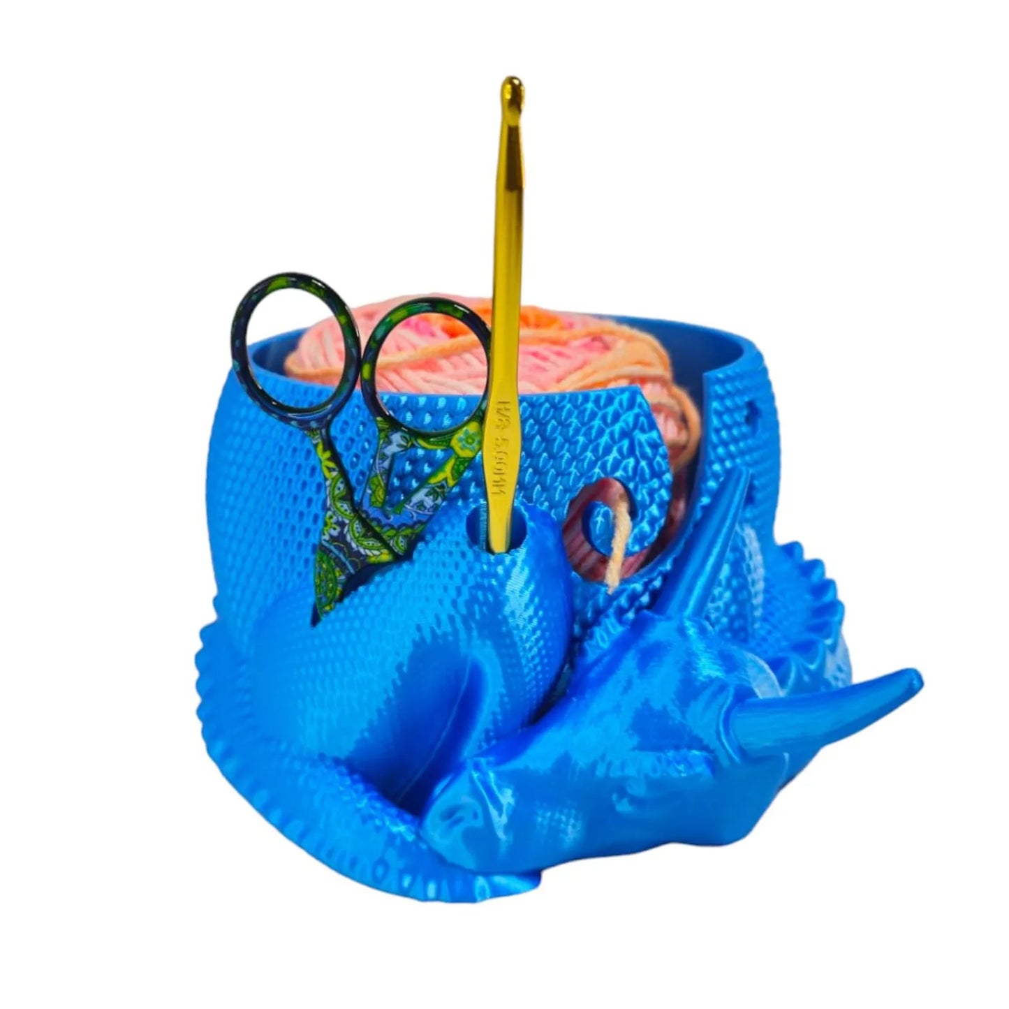 3D Printed Yarn Organizer Bowl Creative Knitting Bowl Dragon and Egg Yarn Storage Organizer Crochet Yarn Holder Yarn Organizer Peaceful Pleasures Health and Wellness Blue One Size