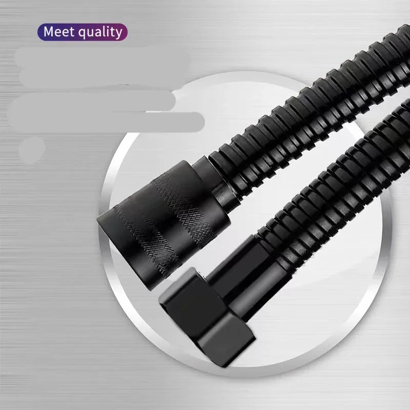 1pcs 1.5M Stainless Steel Black Hose Extension Pipe Bathroom Shower Pipe Extension Pipe Water Pipe Drawer Bathroom Accessories Peaceful Pleasures Health and Wellness
