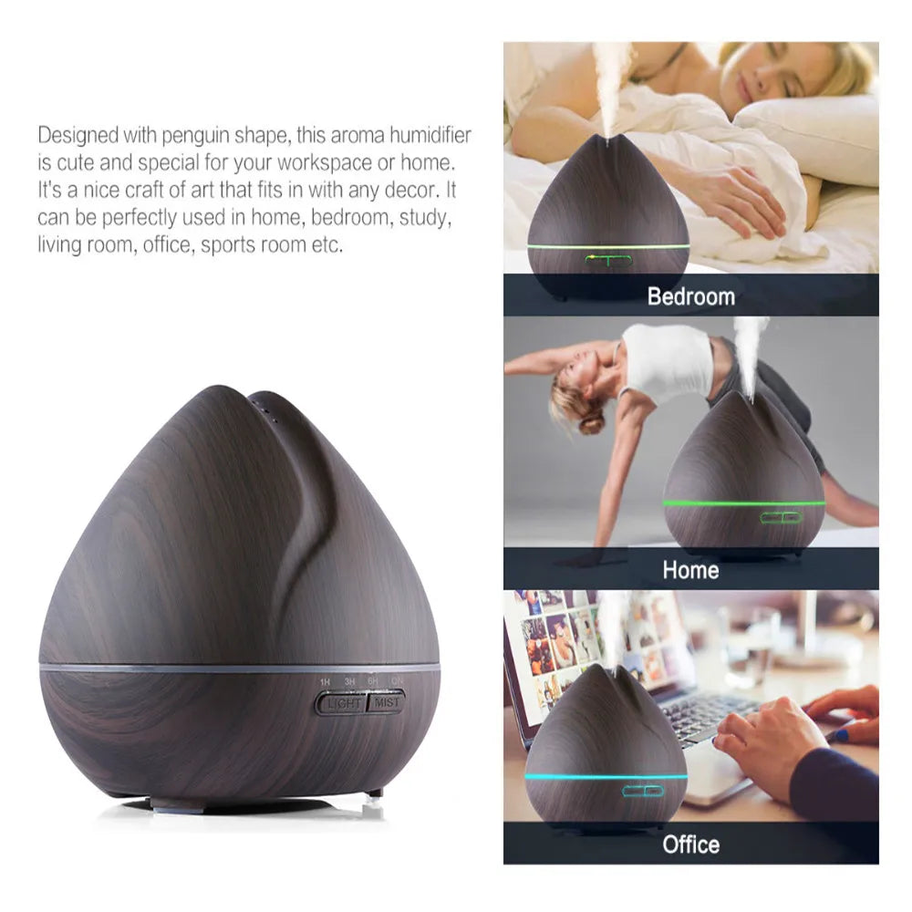 HOMEFISH 550ml Ultrasonic Aroma Diffuser | 7 LED Colors, Remote