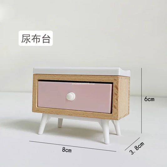 1:12 Dollhouse Baby Bedroom Furniture Accessories Slide/Trojan Horse/Table/ Dining Chair/Bed for Kids Pretend Play Supplies Peaceful Pleasures Health and Wellness