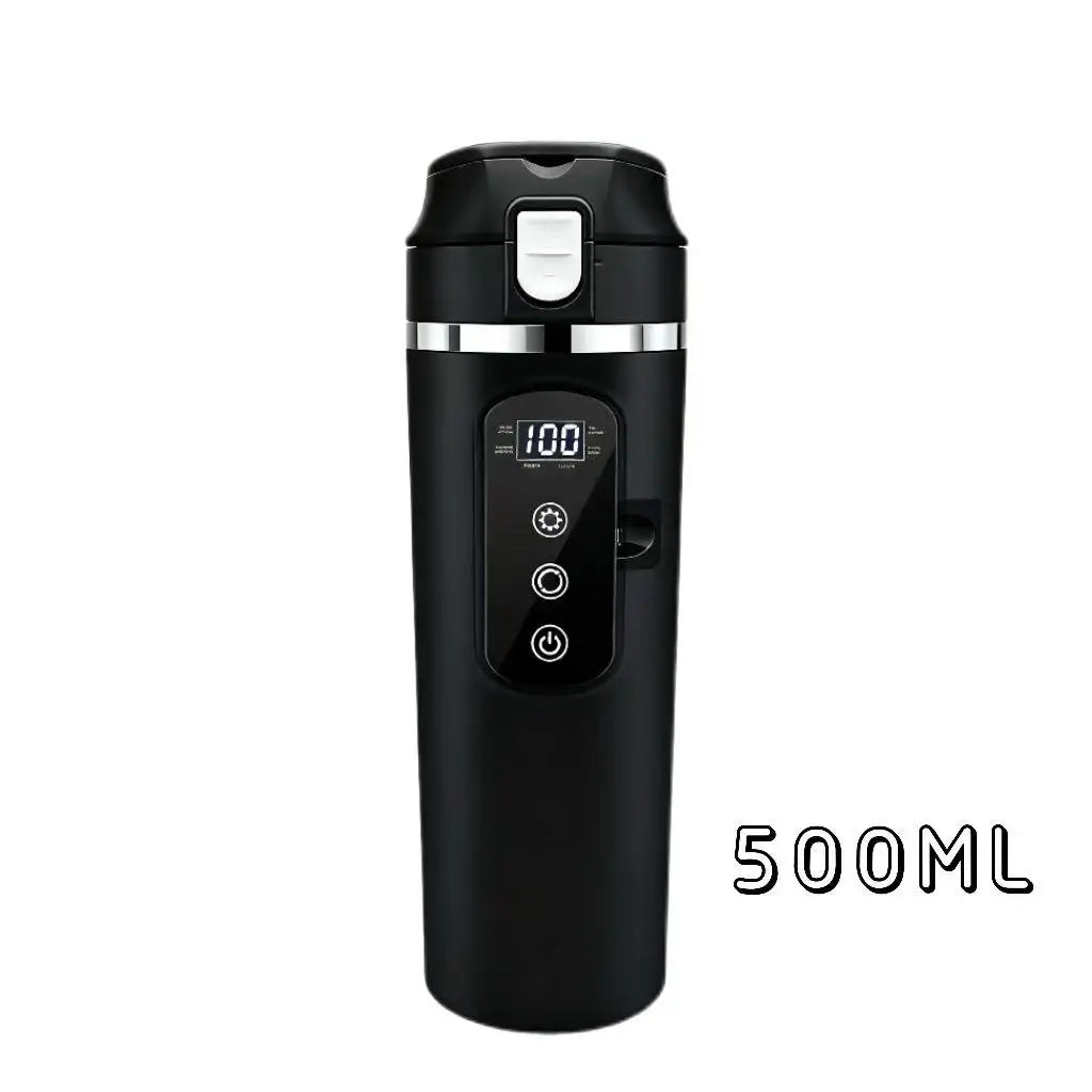 Car Electric Kettle 12V/24V Universal Heating Cup 304 Stainless Steel 500ML Capacity Constant Temperature Unrestricted Current Peaceful Pleasures Health and Wellness Black