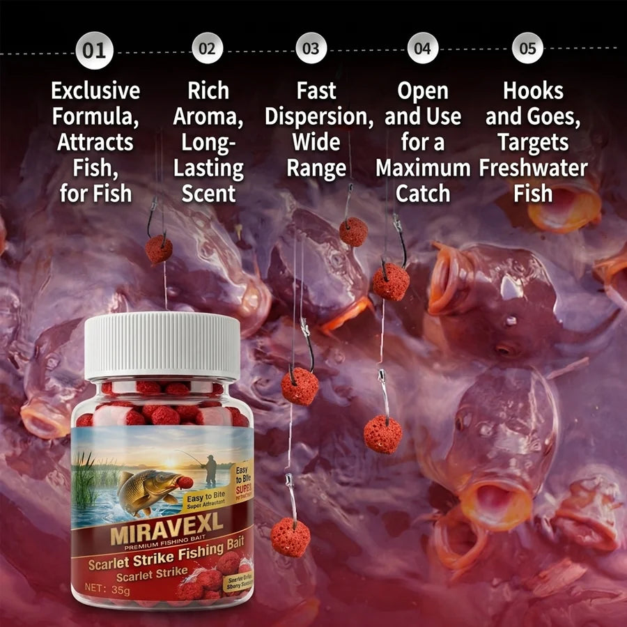 MIRAVEXL Scarlet Strike Red Boilies Carp Fishing Bait Lure