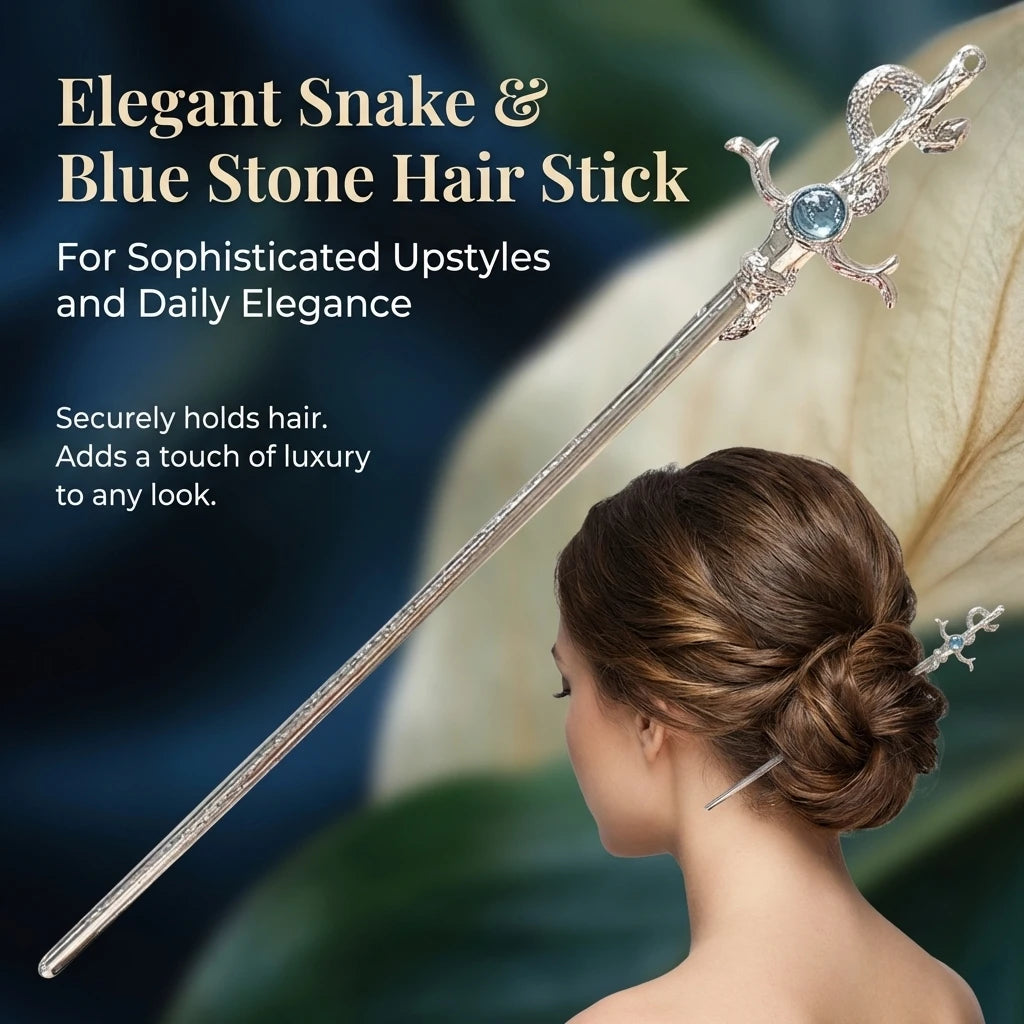 Snake Shaped Moonstones Hairpin With Alloy Base For Classical And Modern Simple Style Peaceful Pleasures Health and Wellness