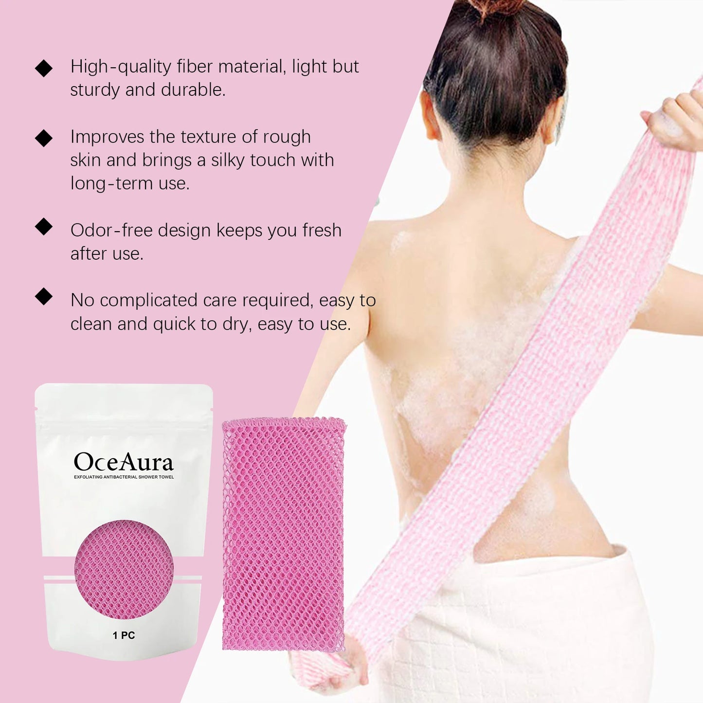 Exfoliating Back Scrubbing Towel – Carbon Fiber Body Scrub Peaceful Pleasures Health and Wellness