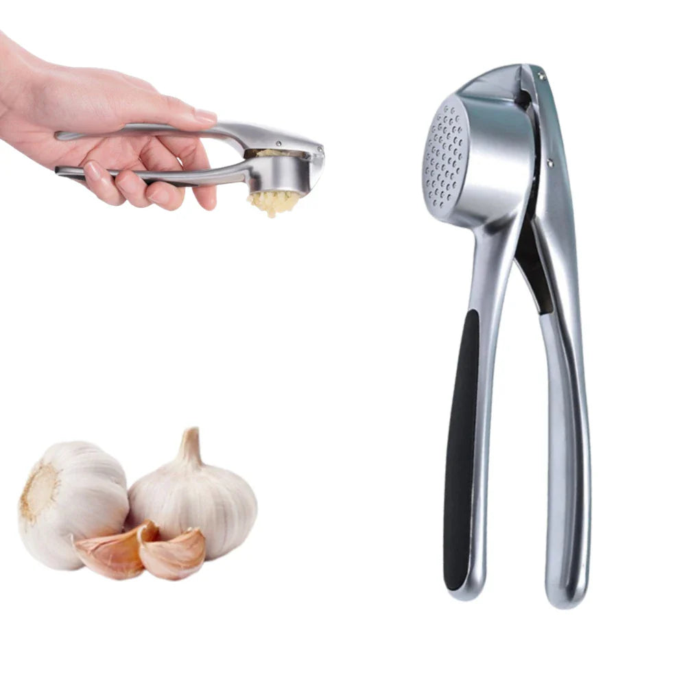 Zinc Alloy Garlic Press – Manual Crusher & Squeezer Tool
