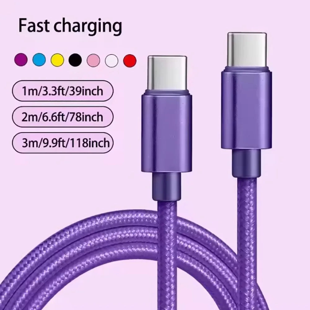 60W USB-C to USB-C Fast Charging Cable | iPhone & Samsung