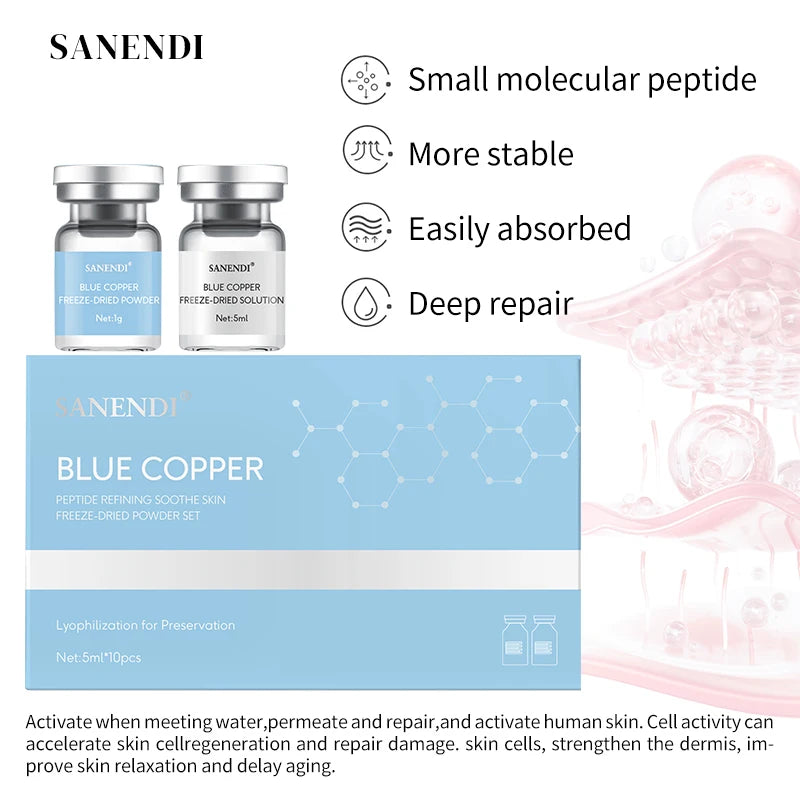 Blue Copper Peptide Serum Set 10 Vials – 99% Purity Anti-Aging