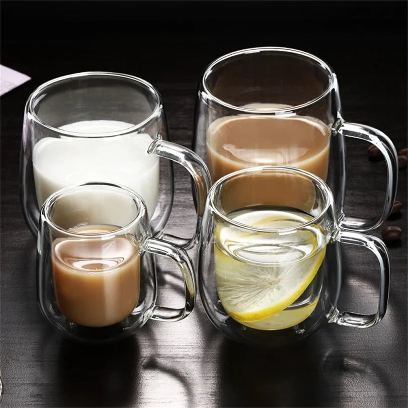 Double Wall Glass Coffee Cup with Handle – Insulated Espresso