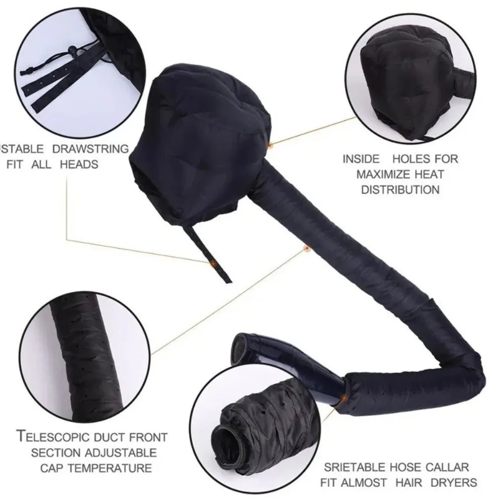 Hooded Hair Dryer Bonnet – Natural Hair Deep Conditioning Travel