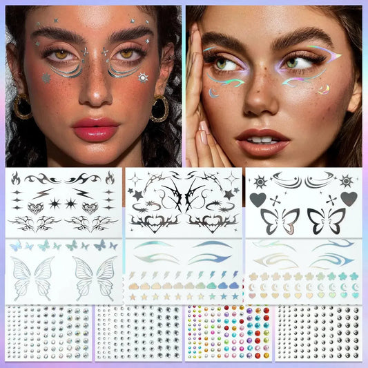 MLSMILE 3D Laser Face Stickers – Eye Makeup Temporary Tattoos Face Tattoo Sticker Oasis Select