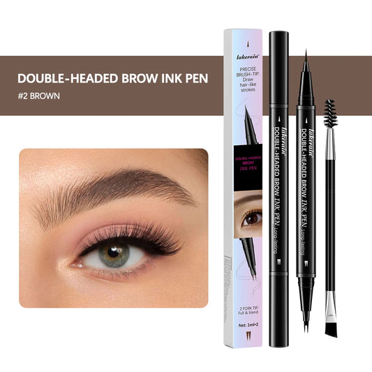 2&1 Pronged Eyebrow Pencil Waterproof Double-Headed Long Lasting Smudge Proof 2 End Design for Natural Brows Easy Application Peaceful Pleasures Health and Wellness