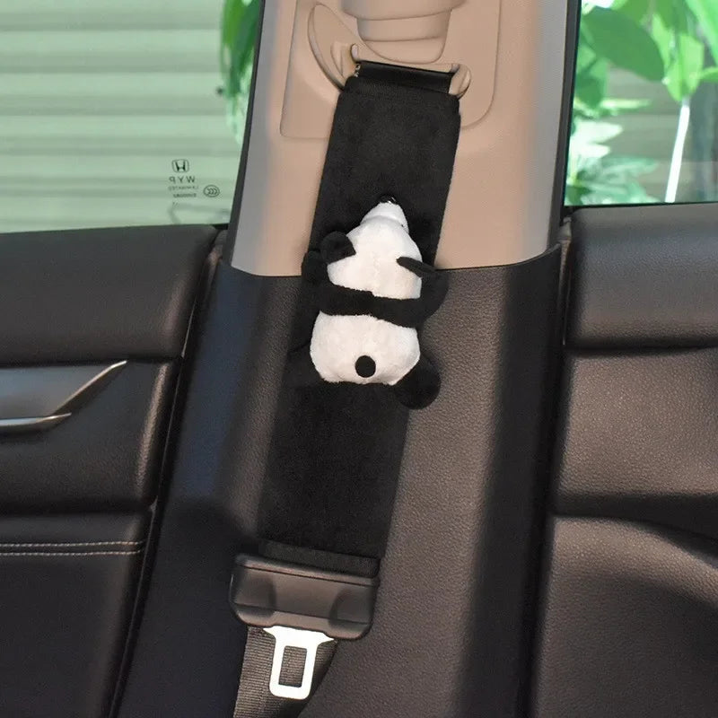 Automobile Safety Belt Decoration Cartoon Panda Safety Belt Shoulder Pad Plush Automobile Accessories Car Decorations Peaceful Pleasures Health and Wellness