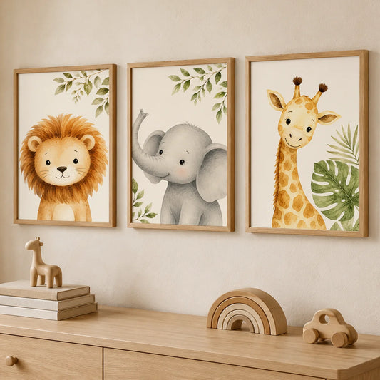 Watercolor Safari Animals Wall Art Cute Jungle Canvas Painting Poster Prints For Kids Room Nursery Decor Peaceful Pleasures Health and Wellness
