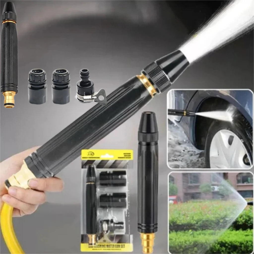 High-Pressure Water Pipe Spray Hose Metal Nozzle For Garden Lawn Wash Adjustable Quick Car Wash Cleaning Flushing Tool Spray Gun Peaceful Pleasures Health and Wellness
