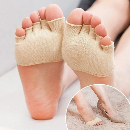 1Pair Half Toe Socks Five Toes Separator Foot Alignment Soothing Peaceful Pleasures Health and Wellness One Size skin color