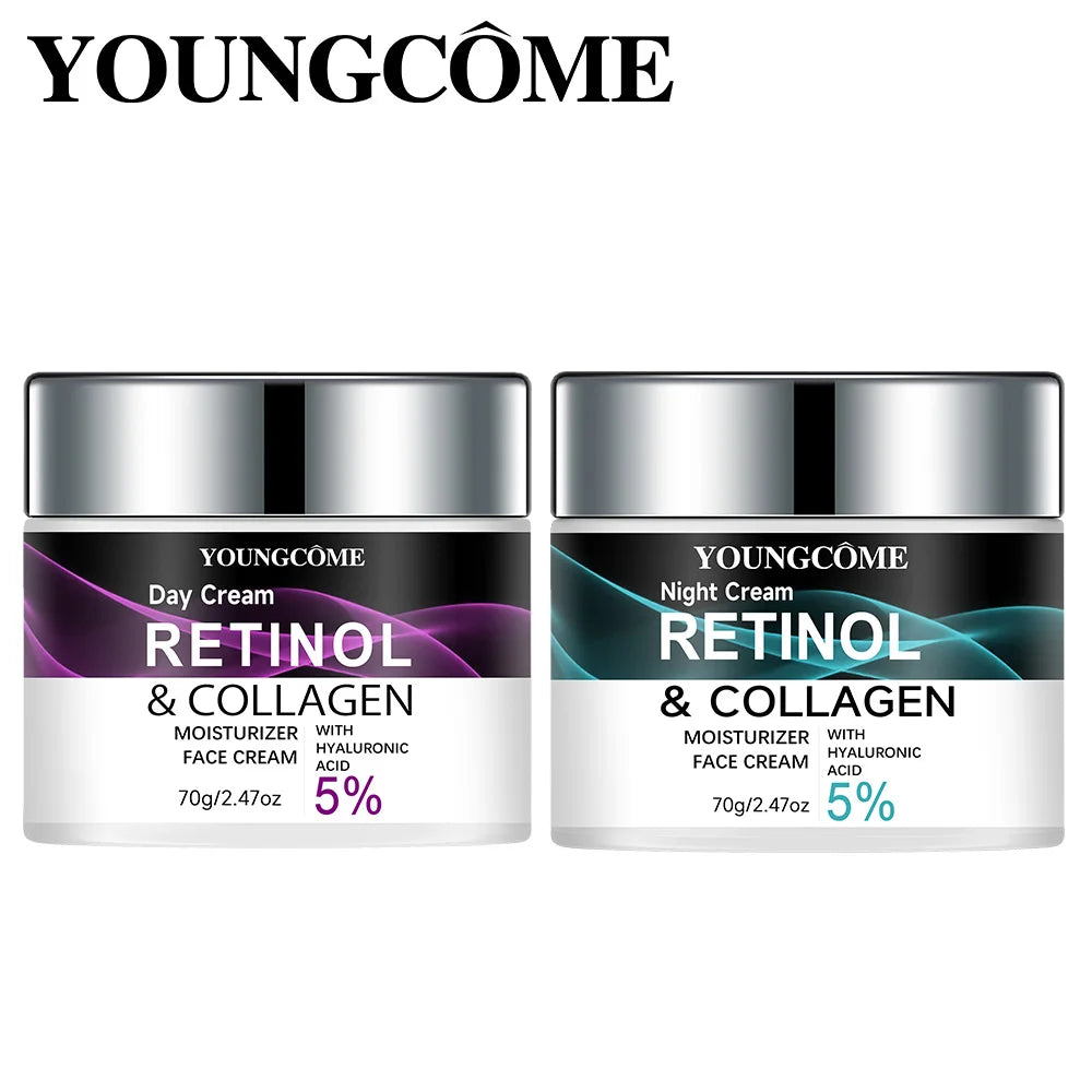 Retinol & Collagen Day Night Moisturizer with Hyaluronic Acid - Hydrating Face Cream for Tender Skin | All Skin Types Organic Fo Peaceful Pleasures Health and Wellness