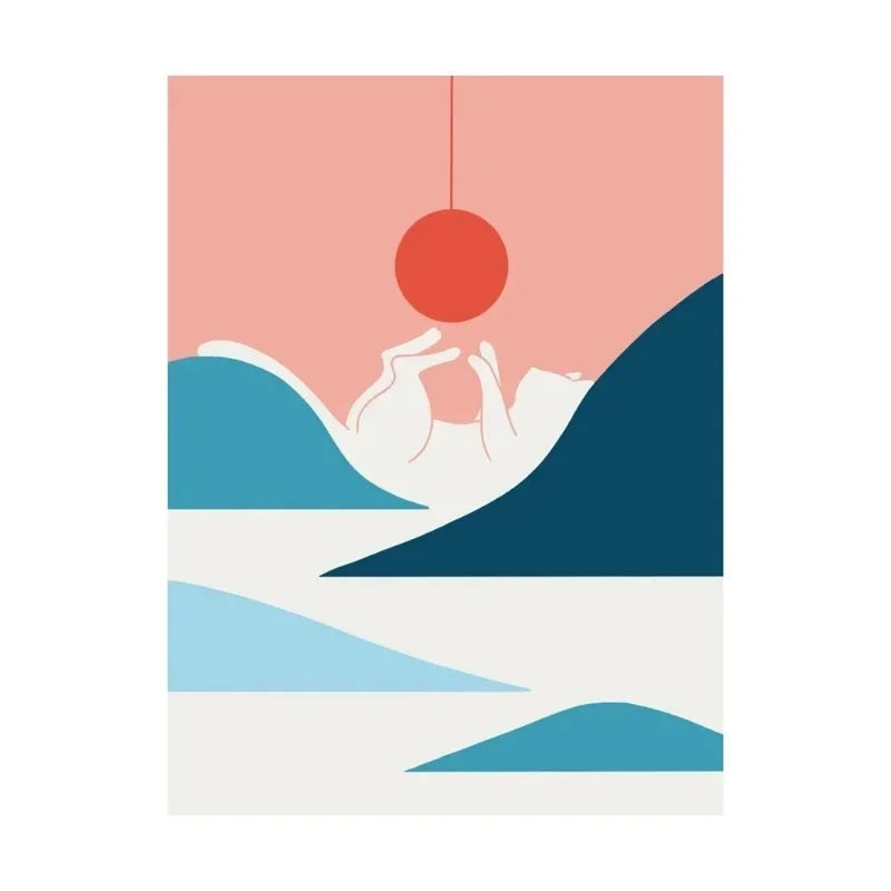 Scandinavian Minimalist Cat Canvas Wall Art | Abstract Poster