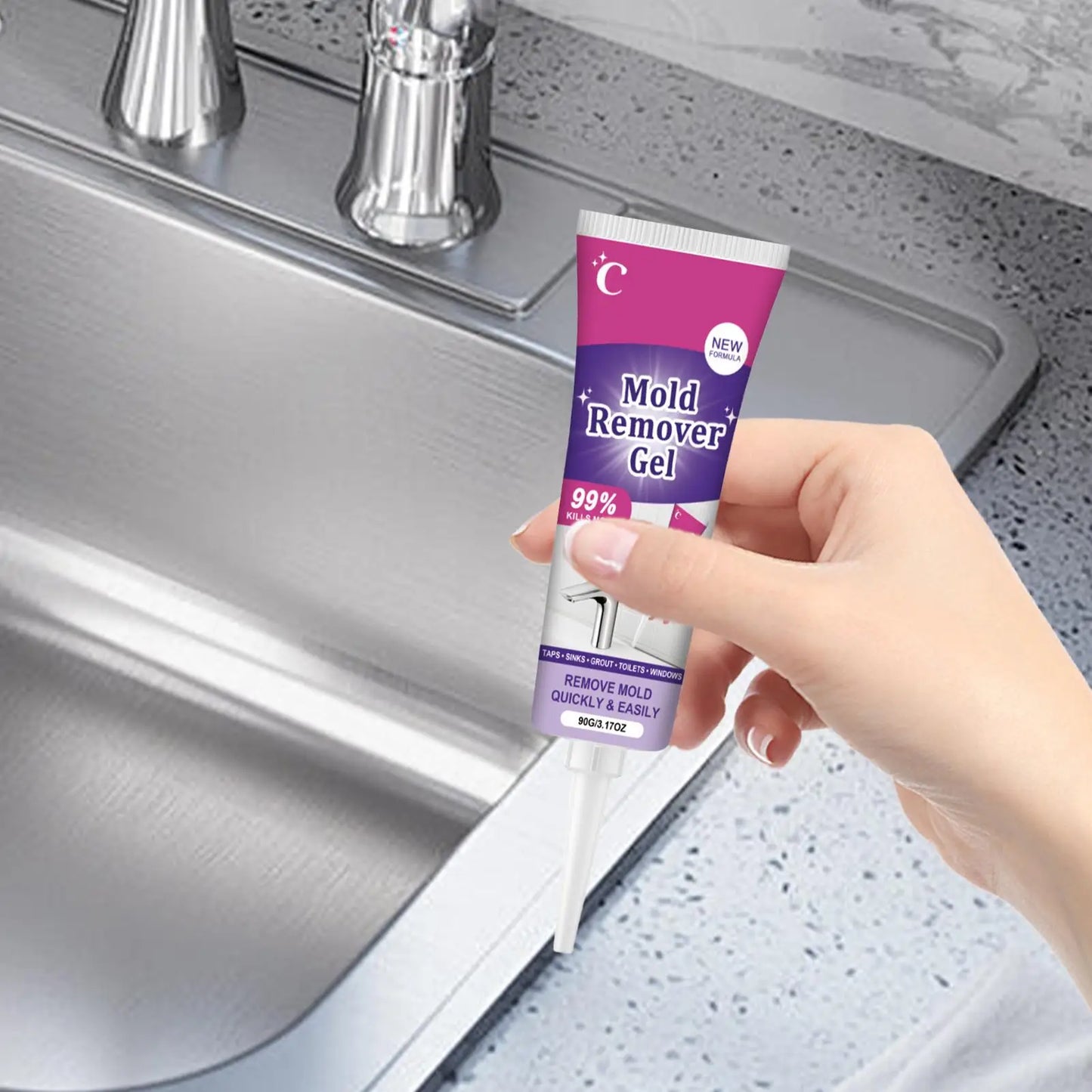 Tile & Grout Cleaner Gel with Brush – Multi-Surface Stain Remover