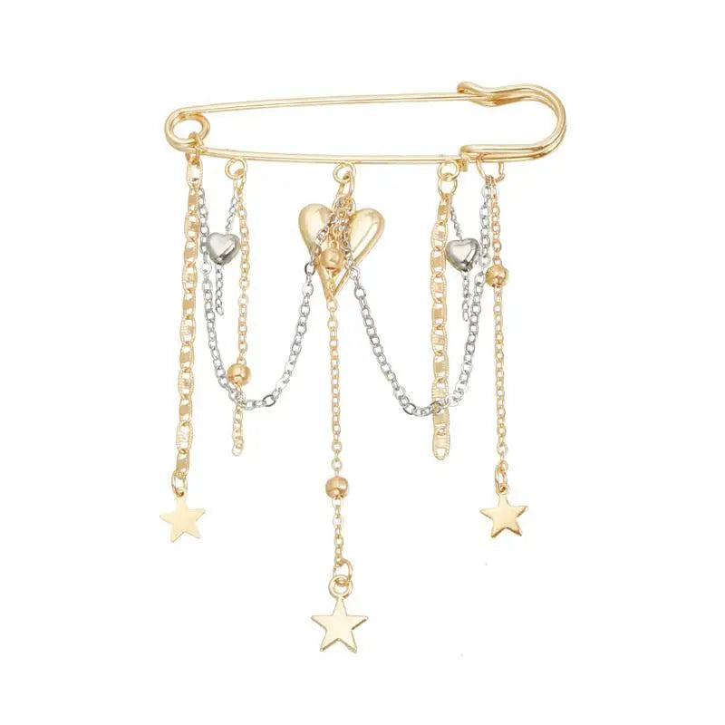 Retro Star Pearl Tassel Brooch Pin | Elegant Women's Accessory