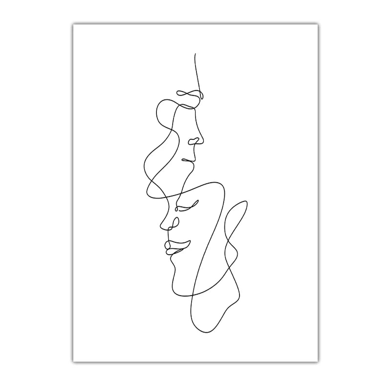 Abstract Wall Art Minimalist Line Art Face Sketch Canvas Painting Nordic Style Poster Prints for Bedroom Living Room Wall Decor Peaceful Pleasures Health and Wellness 01 40x50cm No Frame China Mainland