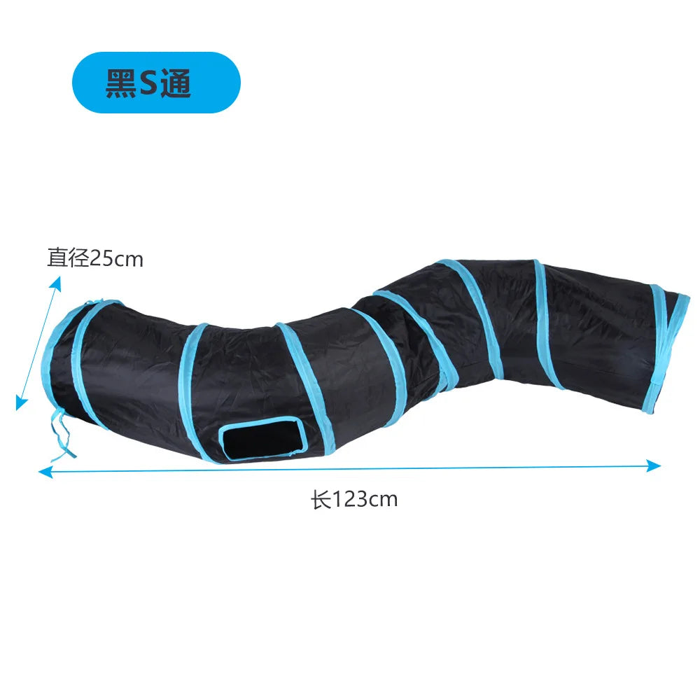 Cat Tunnel Tube Kitty Tunnel Bored Cat Pet Toys Peek Hole Toy Peaceful Pleasures Health and Wellness B18405 Black