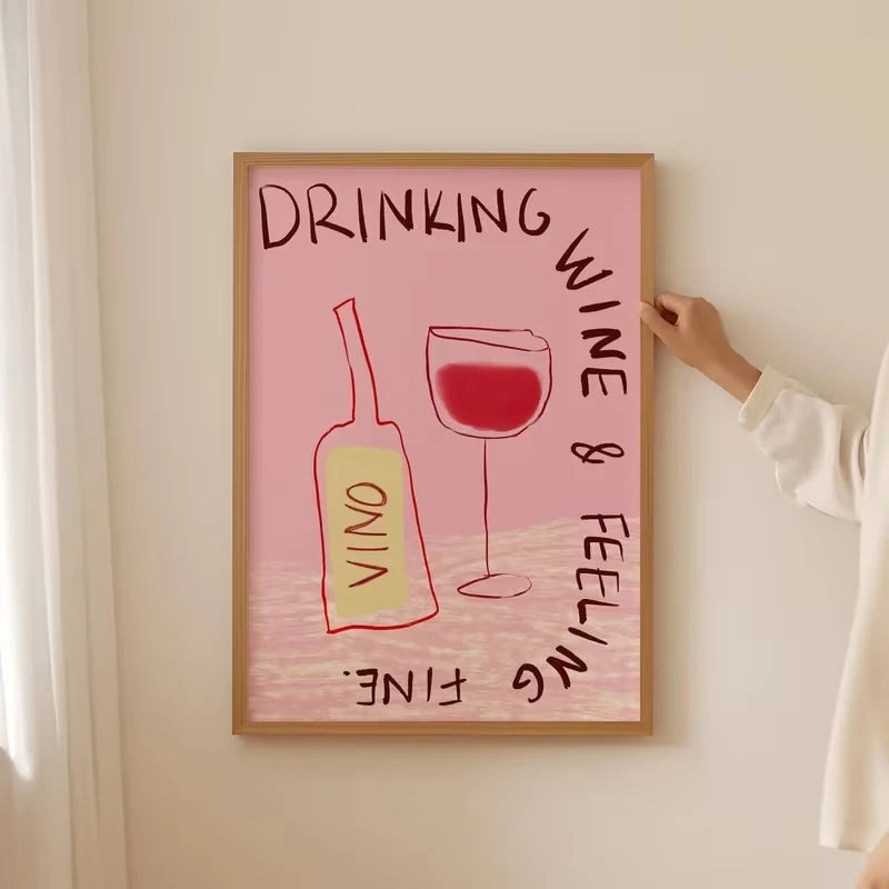 Modern Pink Cheers Canvas Wall Art Print | Home Decor