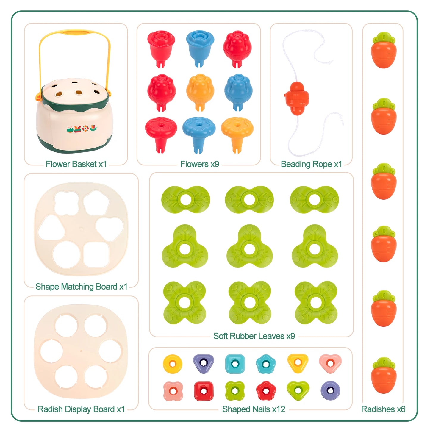 4in1 Baby Montessori Toy Toddler Shape Sorting Blocks Training Beads