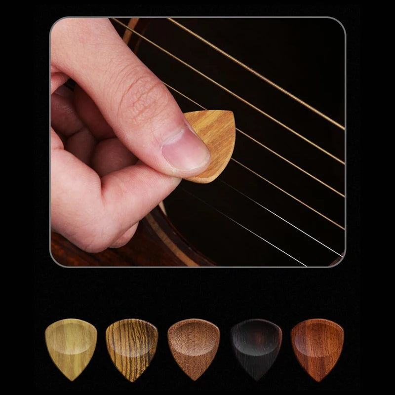 Wooden Acoustic Guitar Picks Bass Ukulele Plectrum Hearted Shape