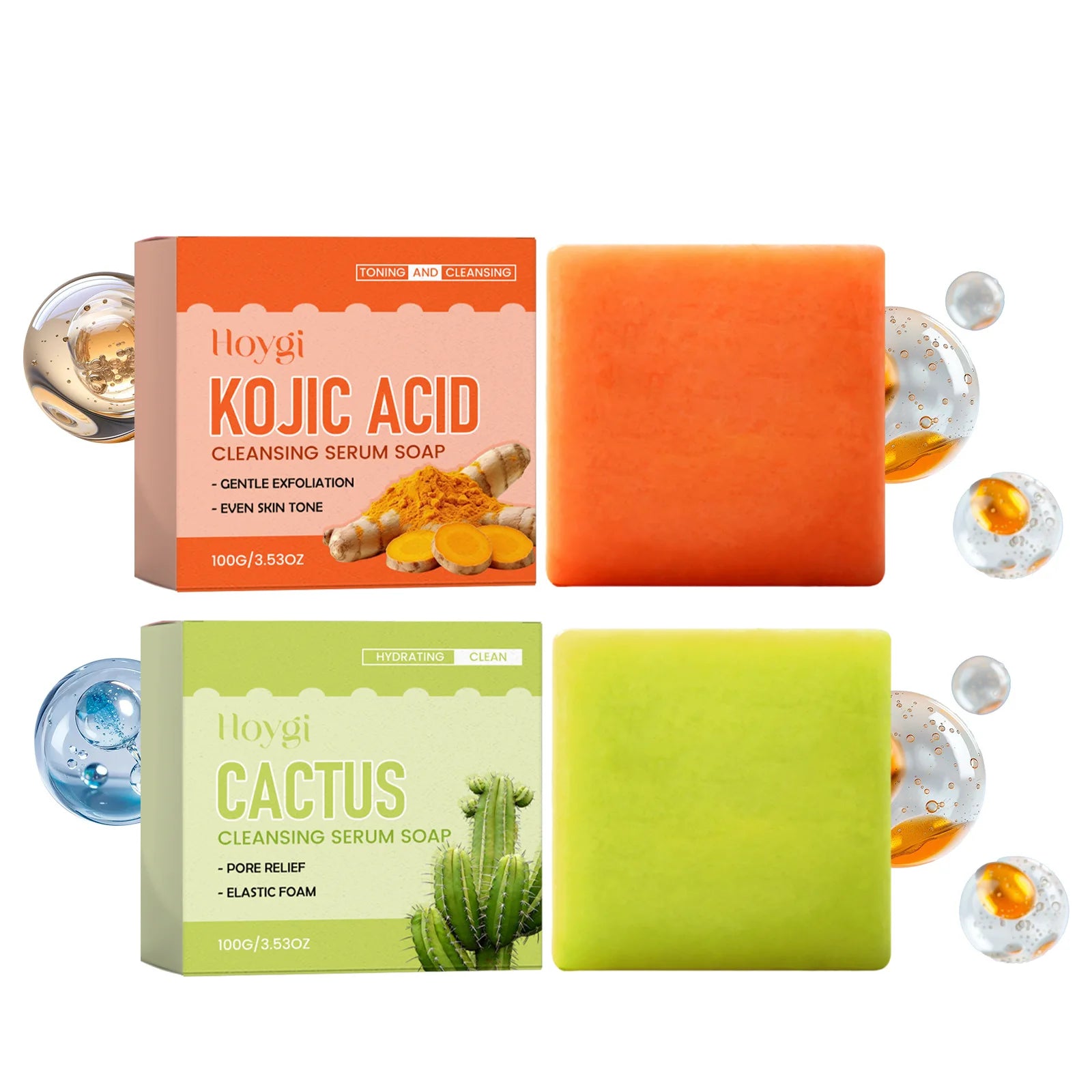 Cactus / Kojic Acid Cleansing Serum Soap Exfoliating Even Skin Tone Brightening Soap Removes Dirt Oil Smooth Hydrated Body Care Peaceful Pleasures Health and Wellness All
