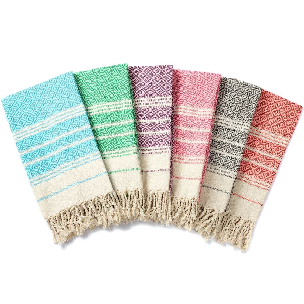 Cotton Turkish Beach Towel | Diamond Grid Quick-Dry 100×180cm