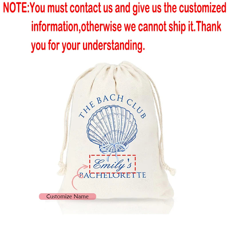 Personalized Bach Club Seashell Bags | Bachelorette Party Favor Party Favor Bags Peaceful Pleasures Health and Wellness custom name 20pcs 10x14cm