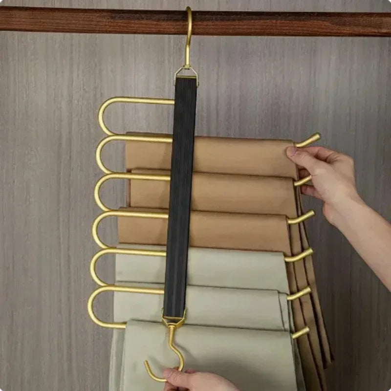 6-in-1 Telescopic Folding Pants Hanger | Space-Saving Closet Organizer for Trousers, Ties & Scarves