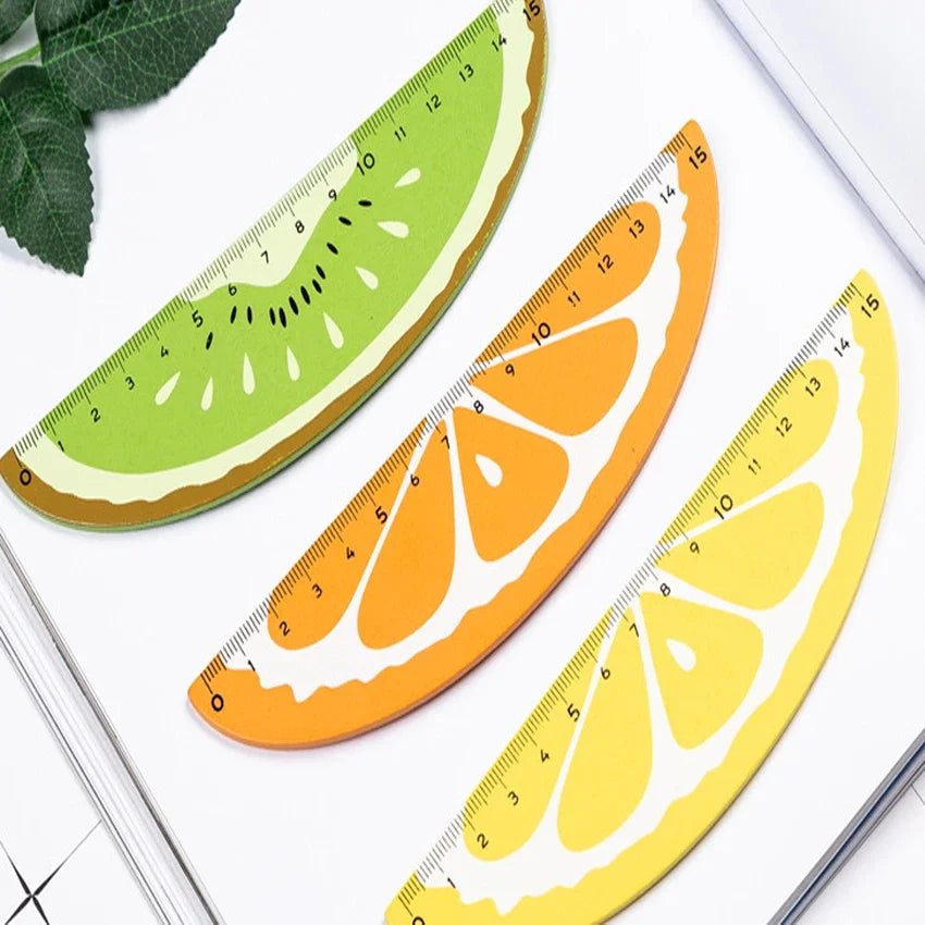 Kawaii Fruit Wooden Ruler 15cm – Cute Cartoon Stationery Gift