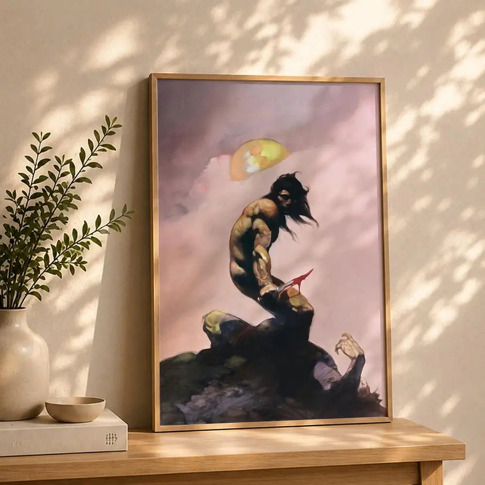 Frank Frazetta HD Poster – Self-Adhesive Waterproof Wall Art Wall Art Poster Peaceful Pleasures Health and Wellness