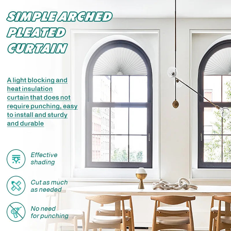 Arched Window Pleated Blinds | Cut-to-Size Light Filtering & Blackout