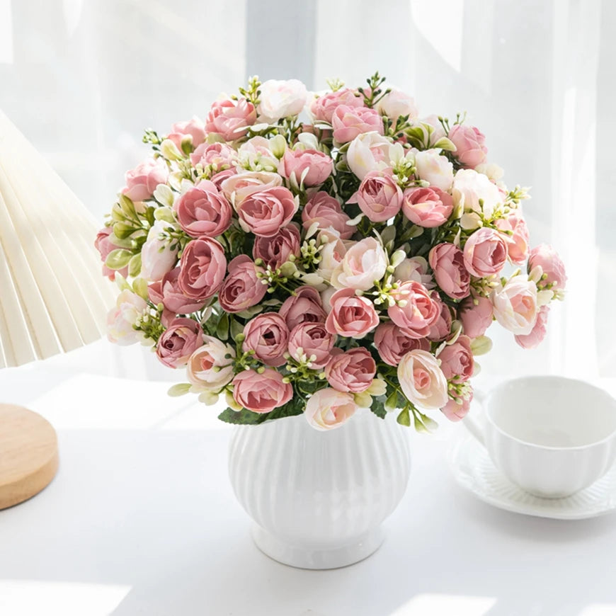 15-Head Silk Rose Bouquet | Wedding & Home Artificial Flowers