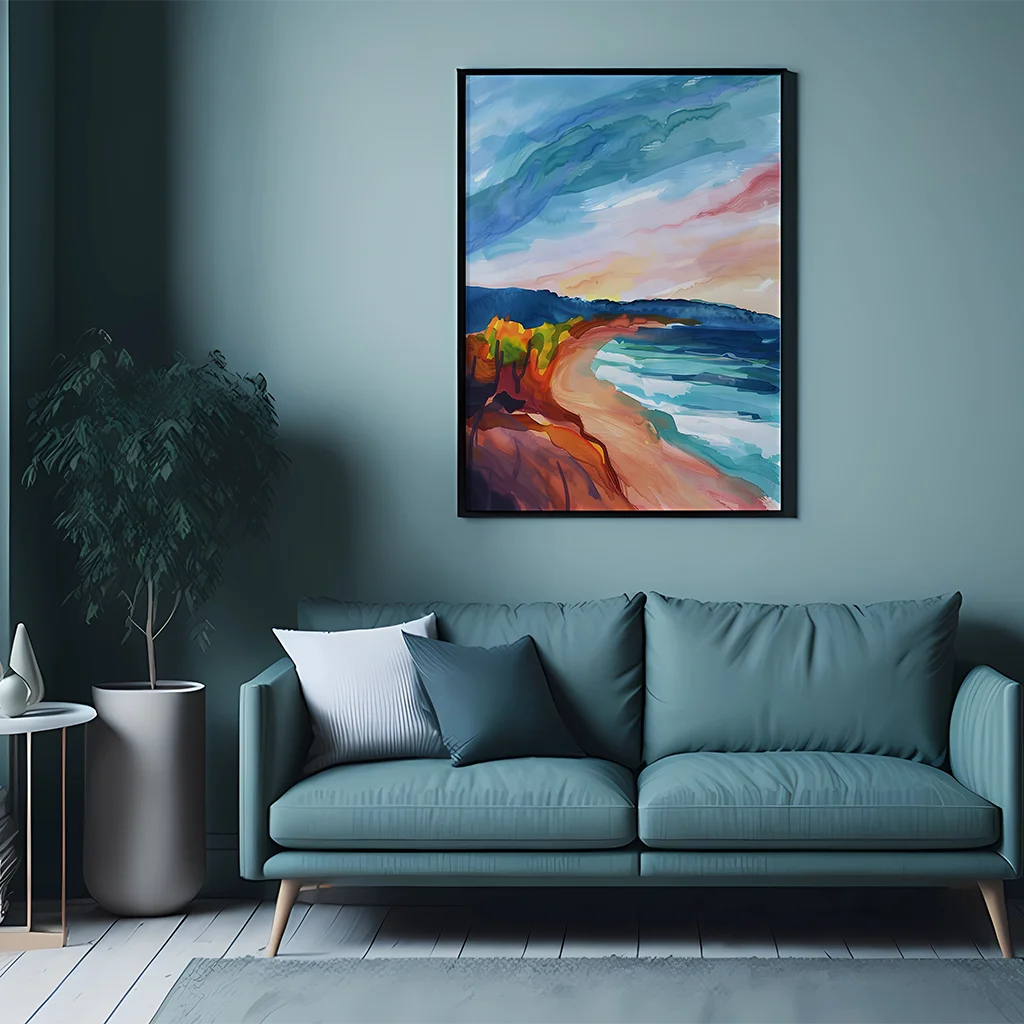 Watercolor Coastal Canvas Wall Art | Modern Landscape Poster Print Canvas Wall Art Print Peaceful Pleasures Health and Wellness