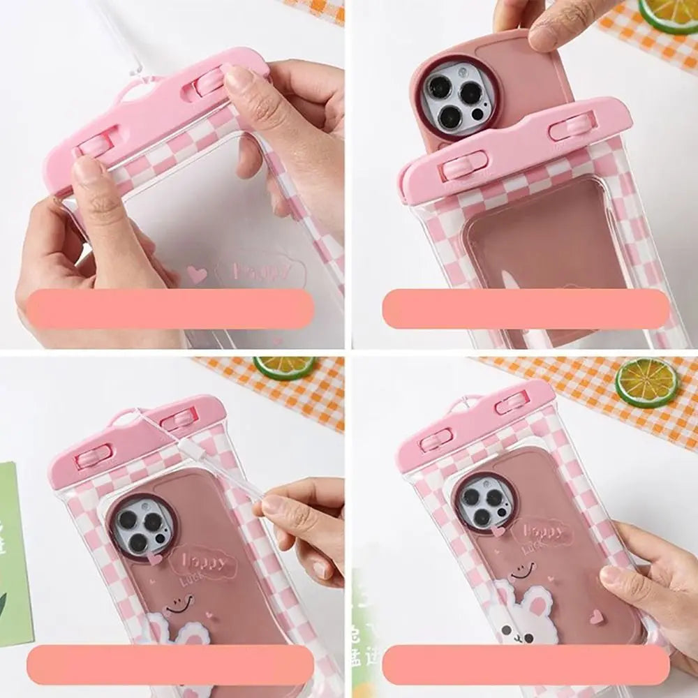 Waterproof Cartoon Rabbit Phone Bag with Lanyard | PVC Pouch