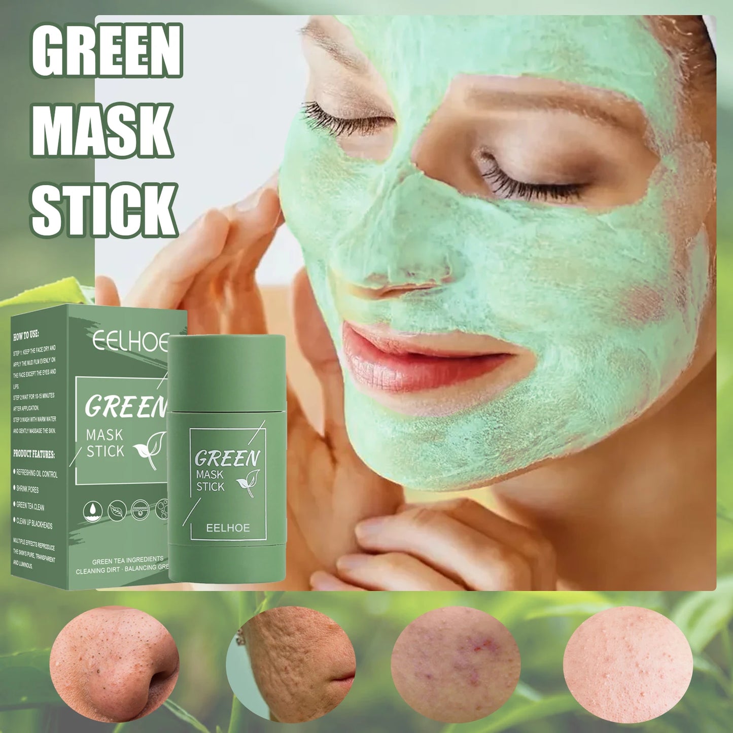 Green Tea Solid Face Mask Stick – Pore & Blackhead Cleanser