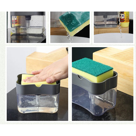 Washing Detergent Press Cleaning Pot Brush Kitchen Style Automatic Liquid Dispenser Dishwashing Brush Pot Tool Soap Dispenser Peaceful Pleasures Health and Wellness