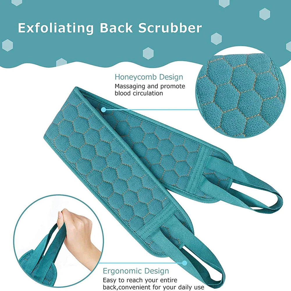 Exfoliating Body Scrubber Set – Back Scrubber, Glove & Loofah