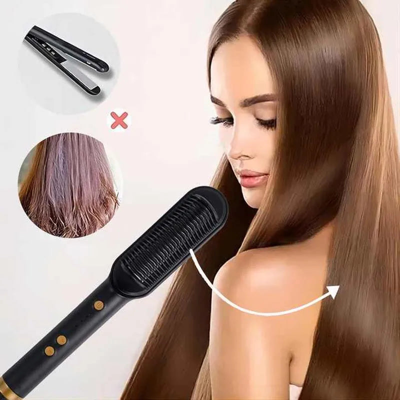 Electric Hair Straightener Brush Professional Fashion Fast Heating Ceramic Hair Straightener Peaceful Pleasures Health and Wellness