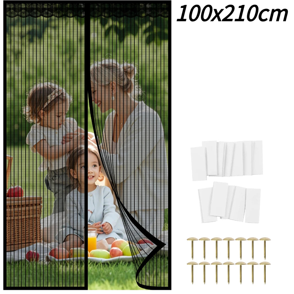 Magnetic Screen Door Net Self Closure Pets Dog Friendly Durable Fiberglass Mesh Curtain Keep Bugs Mosquito Out For Bedroom Door Peaceful Pleasures Health and Wellness A Type black 1pc