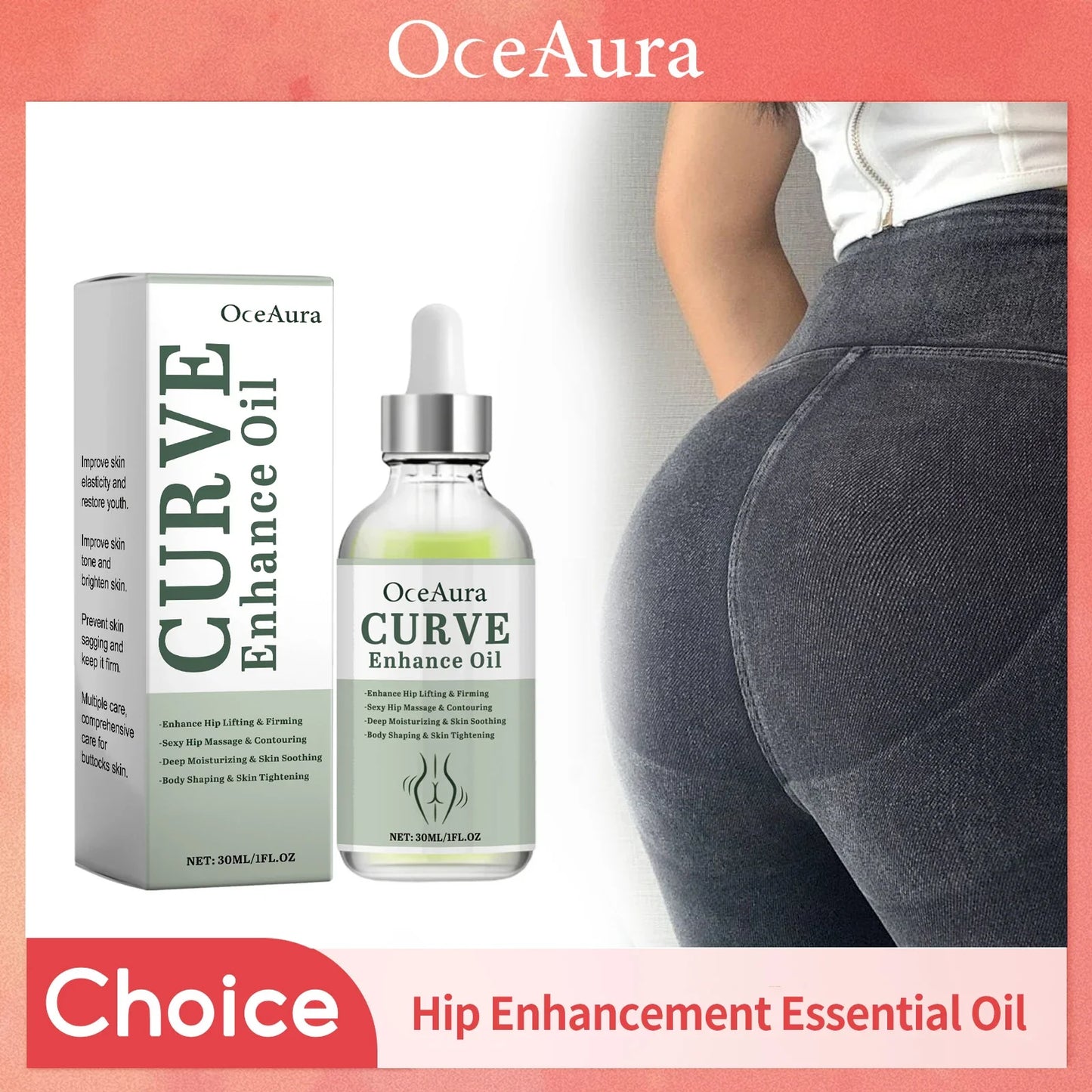 OceAura Butt Lift Firming & Plumping Body Oil 30ml