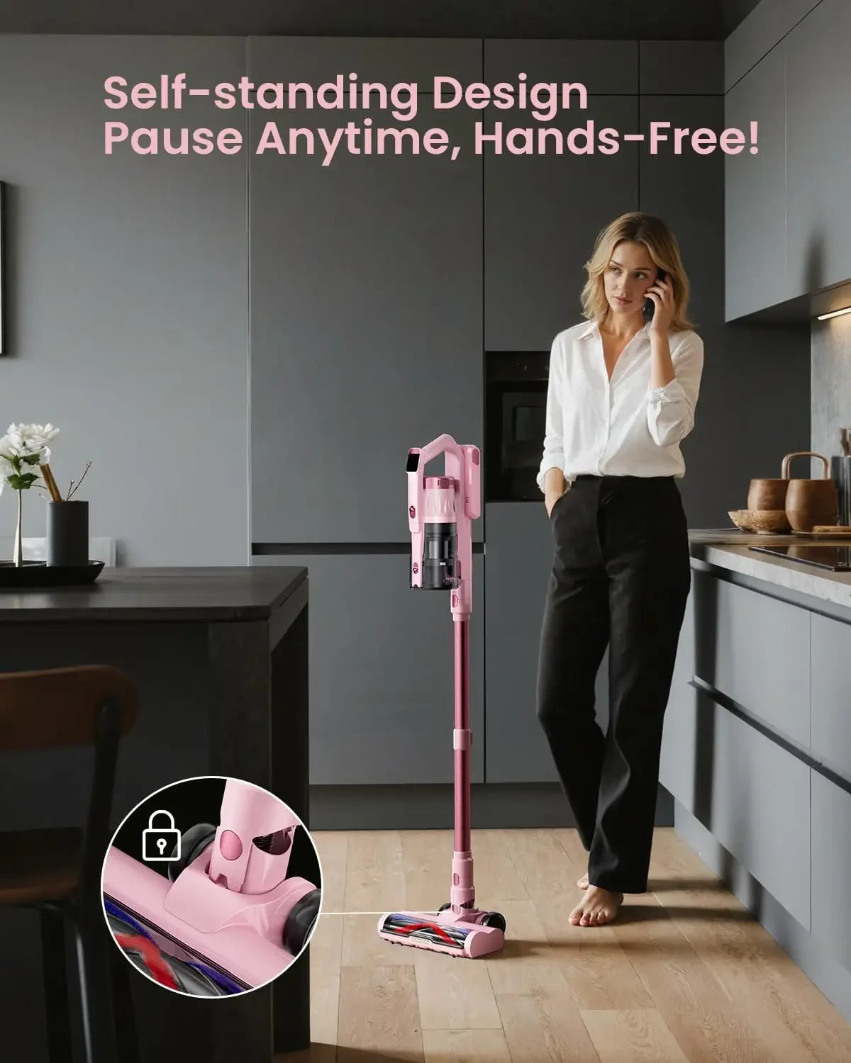 Cordless Vacuum Cleaner with 60Kpa Suction, 70min Runtime, Green LED Light for Pet Hair on Floors & Carpet Peaceful Pleasures Health and Wellness