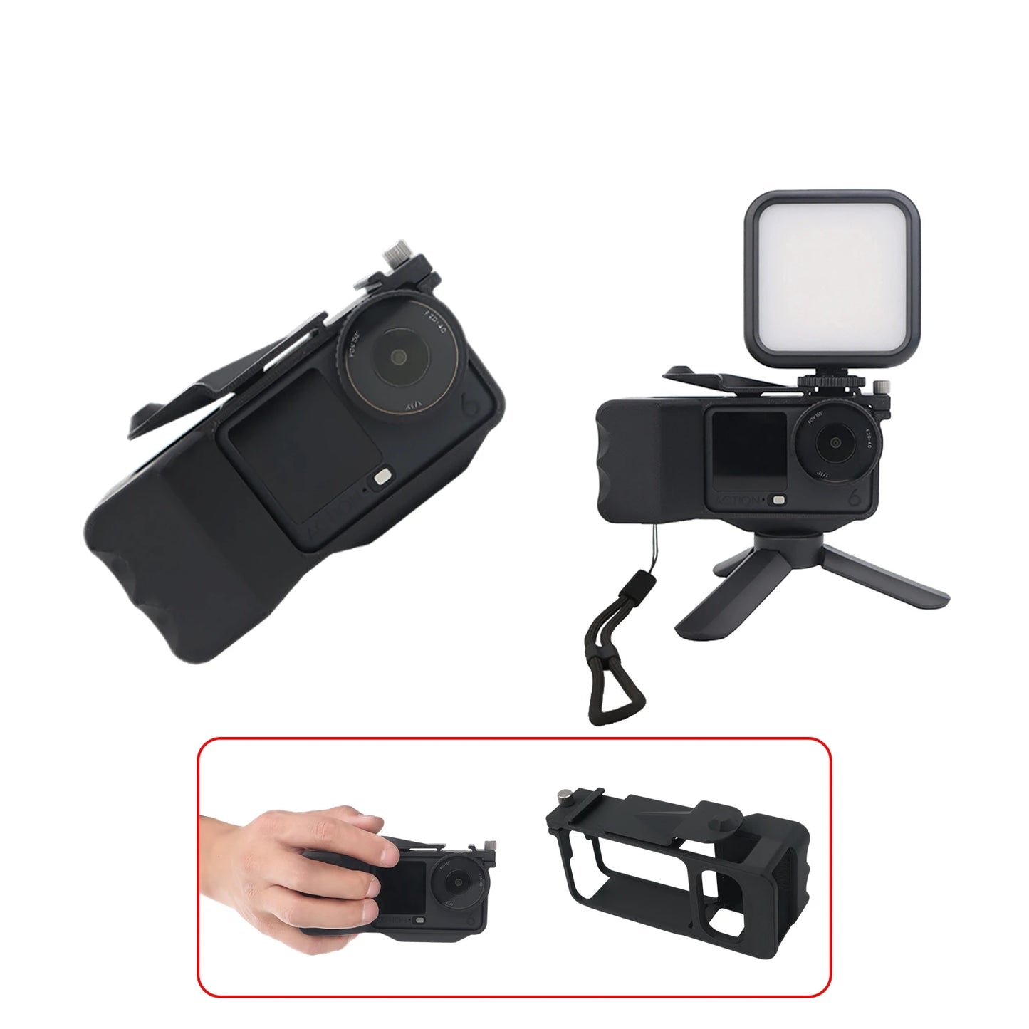 DJI Osmo Action 6 Handle Stand | Wrist Strap & Cold Shoe Mount