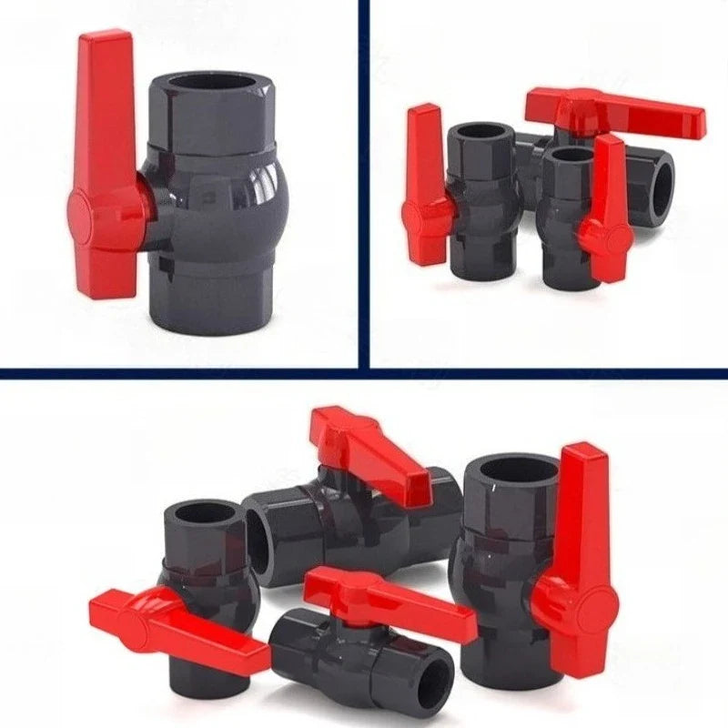 PVC Ball Valve DN15–DN50 Long Handle Dark Gray Pipe Fitting